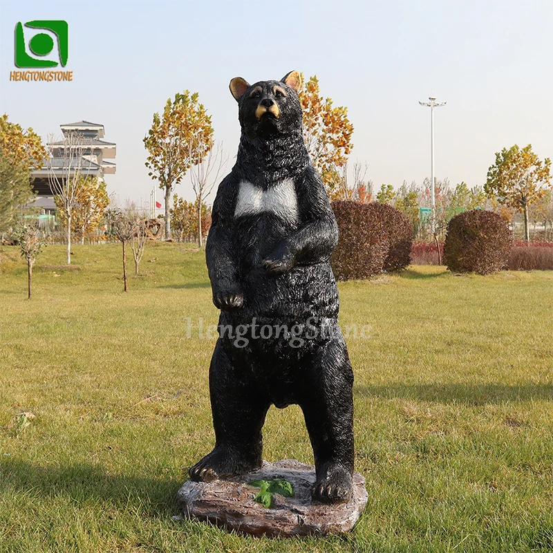 Factory Various Size Resin Fiberglass Outdoor Zoo Decoration Animal Big Black Bear Statue