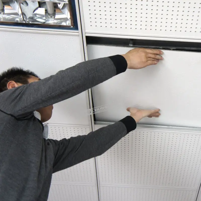 600*600mm false ceiling dego tiles perforated acoustic gypsum board with aoustical nrc0.85 perforation rate 19.8%