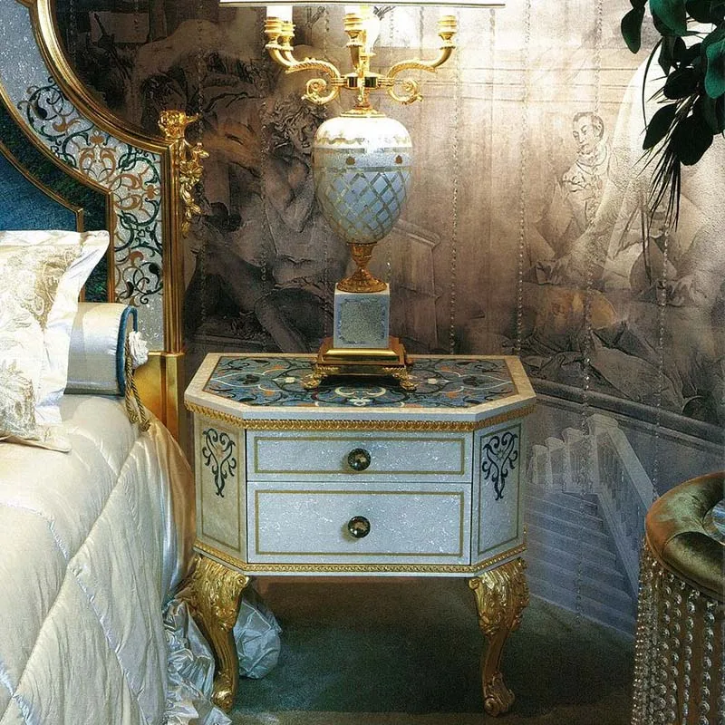  2021 Mid century Italia french palace furniture high end bedroom set main room fabric back king size