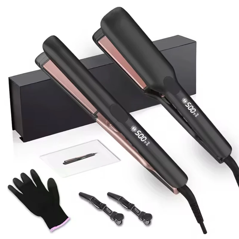 Professional Ionic Titanium Plate Hair Straightener and Curler 2 in 1