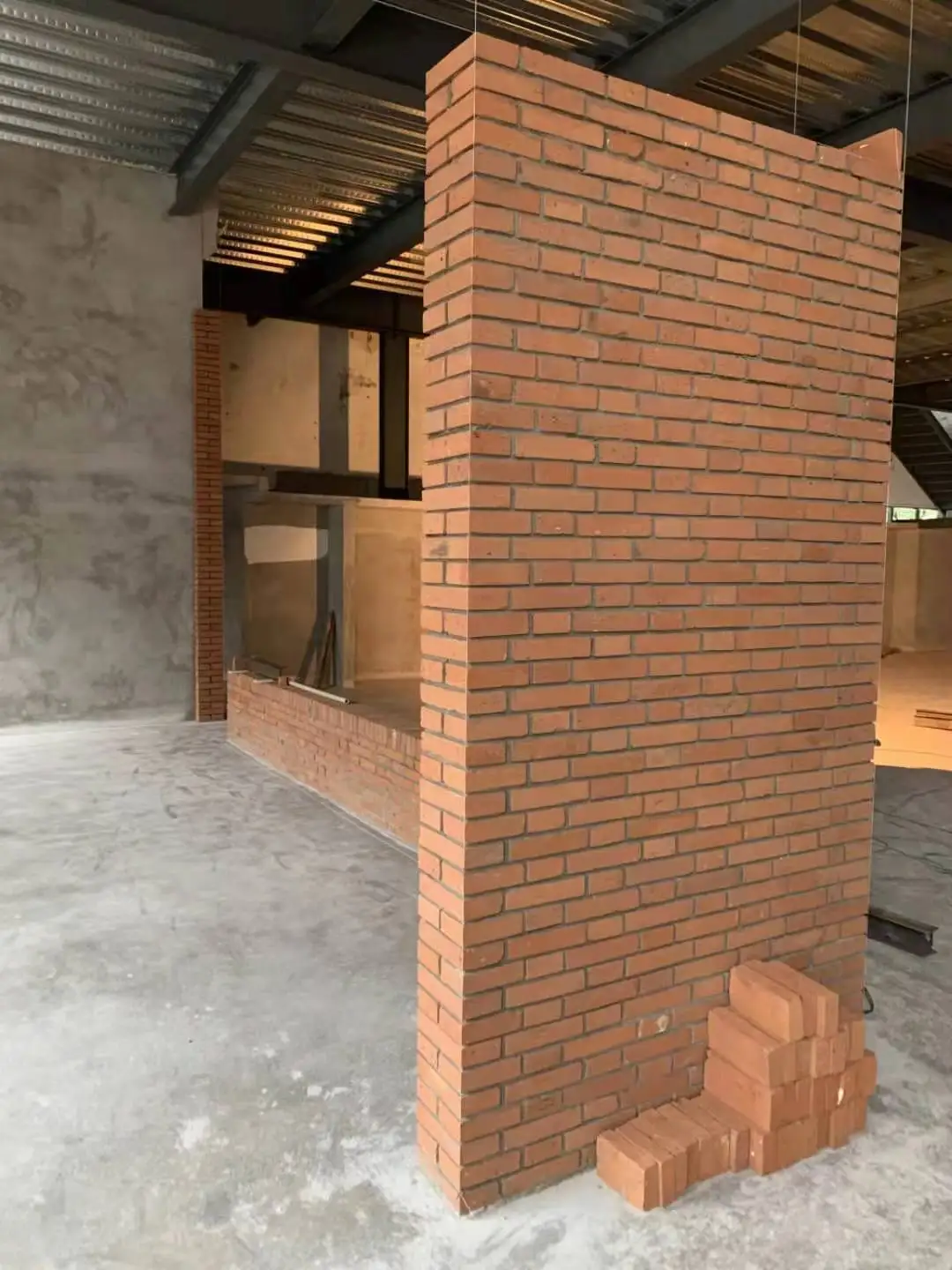 Old red recycled antique clay brick decorative brick building brick