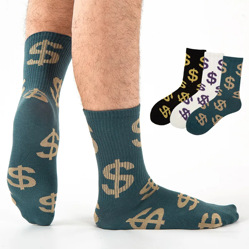 Dollar Pattern Street Socks For Men And Women Popular Cotton Wholesale Socks Scrunch Crew Socks