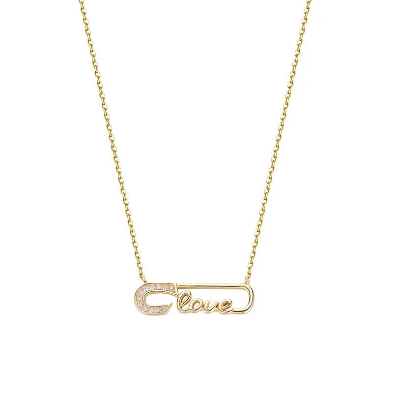 Fashion Jewelry Love Charm Minimalist Customized Letter Pendant Necklace Alphabet Plated Gold Brass Zircon Necklace Jewelry