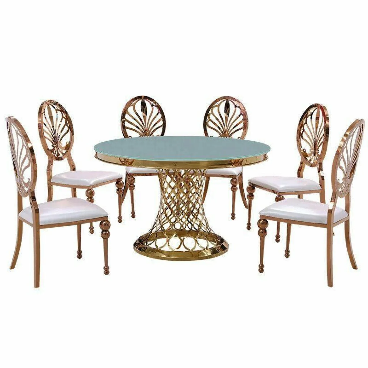 Wholesale italian luxury modern marble centre de table wedding gold stainless steel weddings dinning tables sets centerpieces