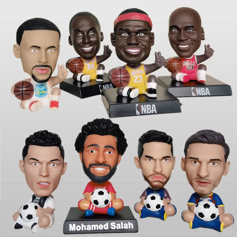 Cartoon James Kobe Curry Bobbleheads NBA Shaking Head Doll Basketball Football Players Car Decoration Vinyl Cartoon Figurines