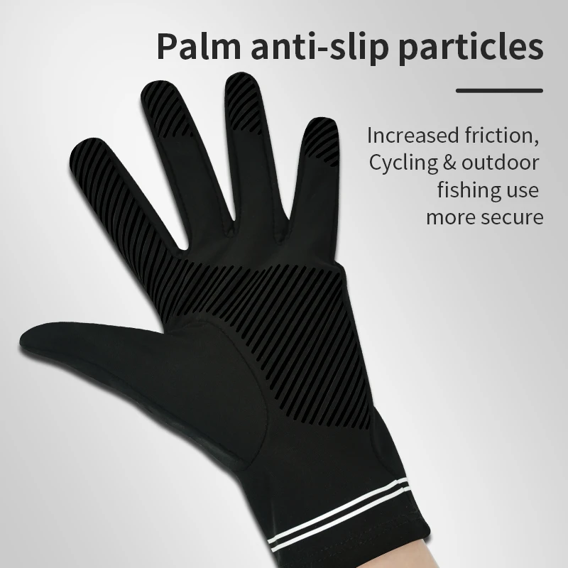 Summer thin black screen touched custom fishing riding lycra sun burn protection cooling gloves