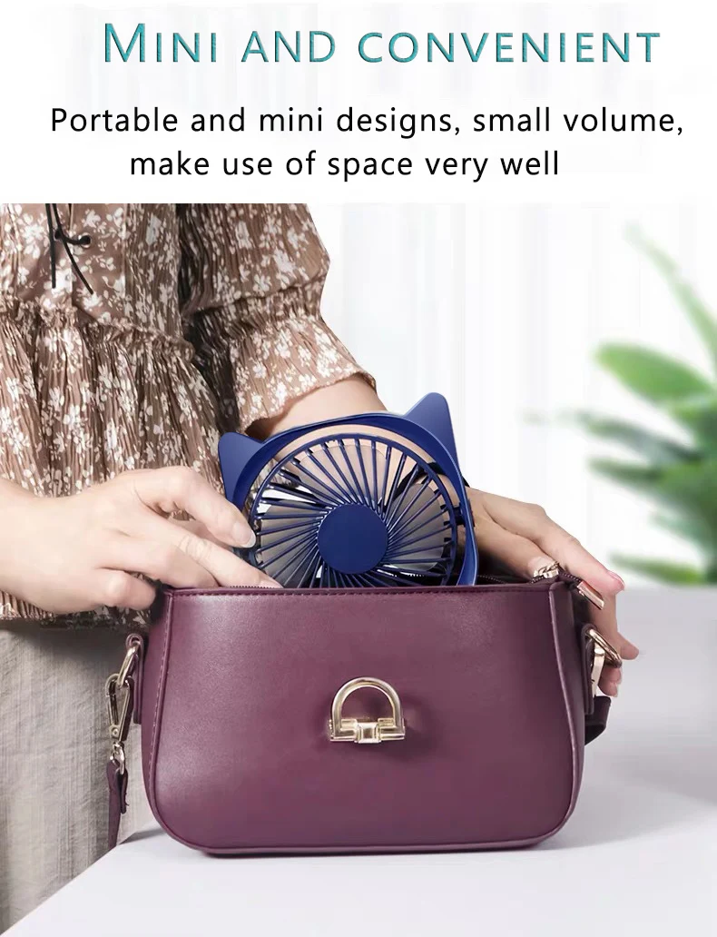 
New Fashion 2020 Cute Cat Animal Design USB Mini Table Fan Portable Super Cool Fan for Home Office 