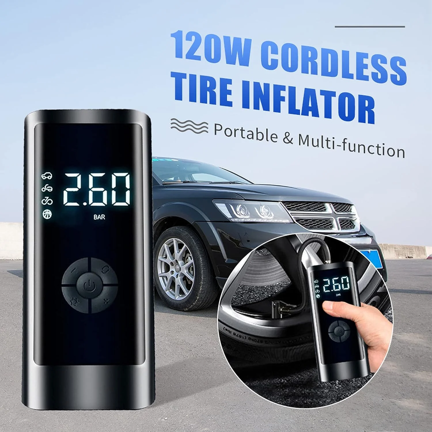 Electric Portable Digital Wireless Cordless Car Air Pump Tire 150psi 6000mAh 12V Air Compressor Car Tyre Inflator