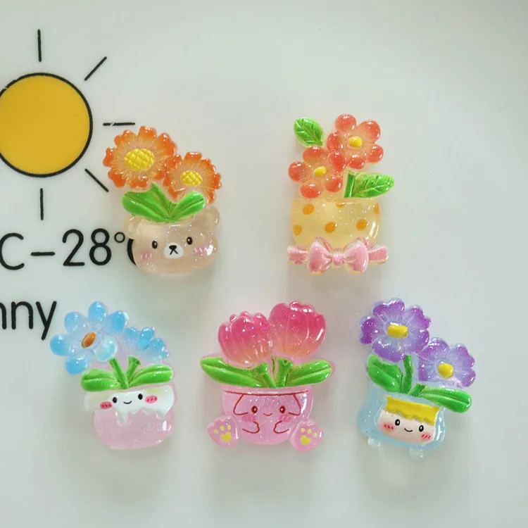100PCS Kawaii Flower Plate Transparency Resin Flatback Cabochons For Hairpin Scrapbook DIY Jewelry Craft Decoration Accessories
