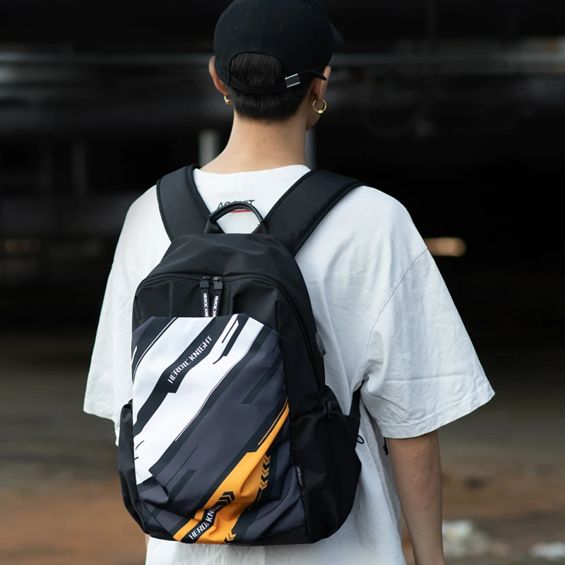 Simple Design Fashion Business Travel School Bag Oxford Laptop Backpack with USB Charging Port and Earphone Hole