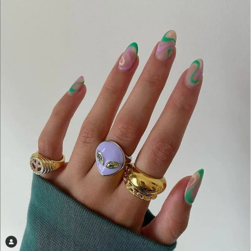 GT OEM Anillos 18K золотые панк геометрические кольца золотого и серебряного цвета с изображением инопланетянина голова хрустальные для женщин