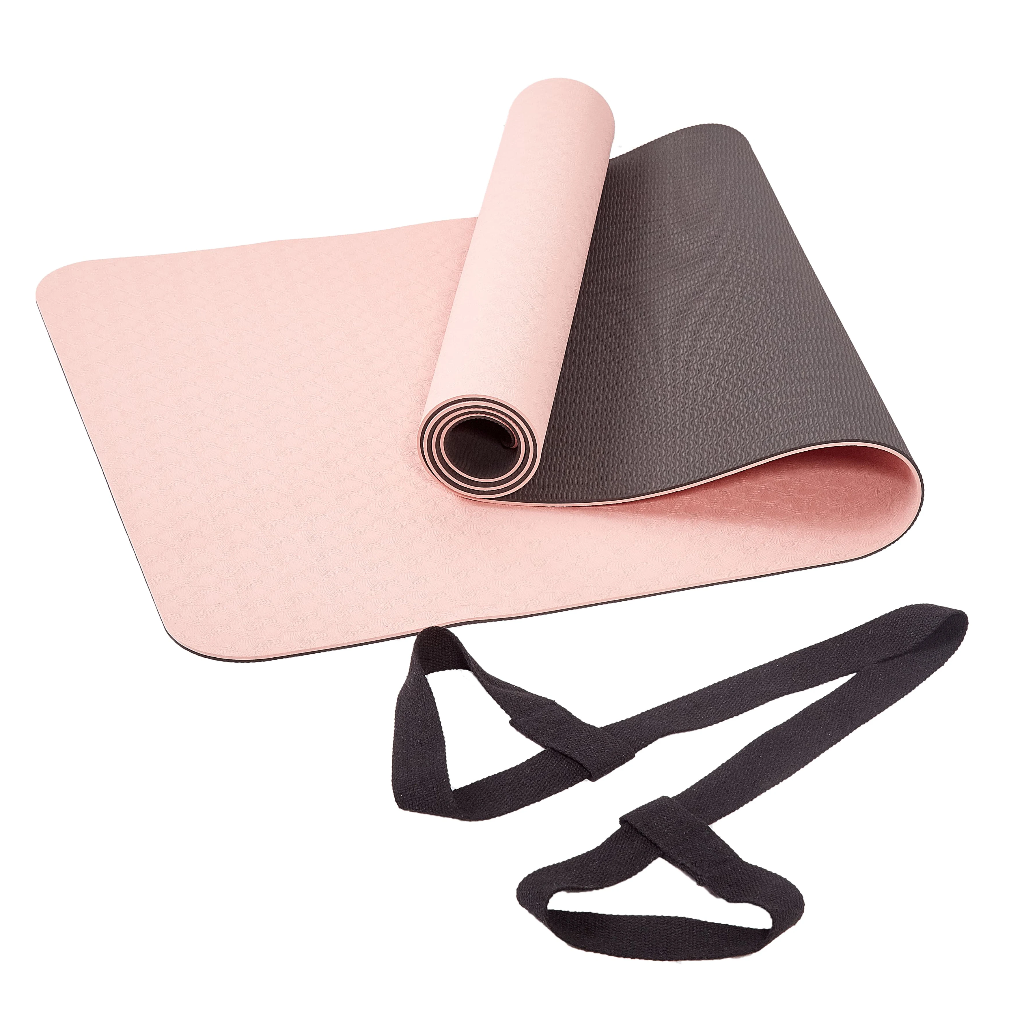 Eco Friendly TPE Yoga Mat Custom Logo Fitness Yoga Mat with Carrying Strap for Women Men