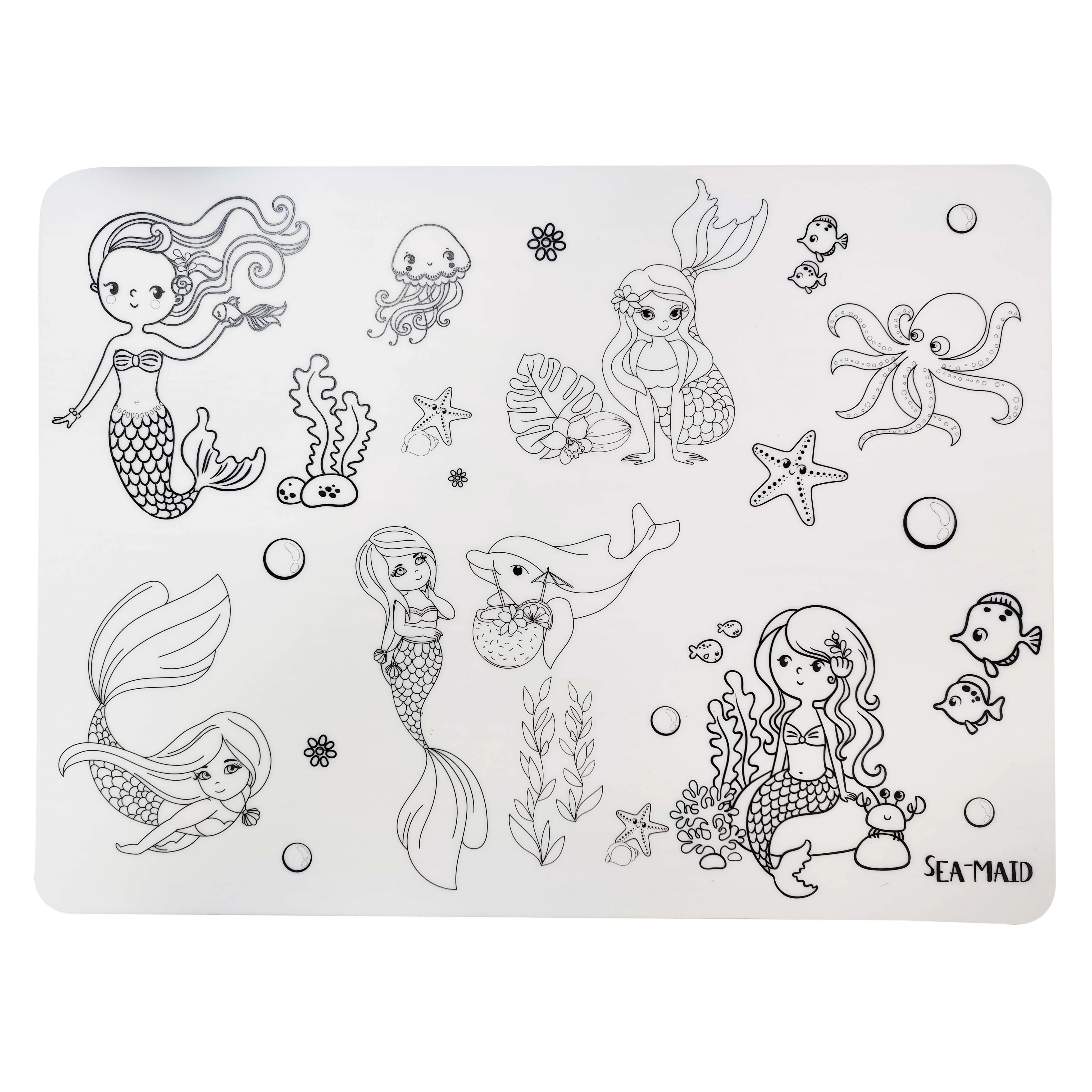 Custom BPA Free Eco-friendly  Washable Silicone Kids  Placemat  for Painting Drawing  Silicone Coloring Table Mat