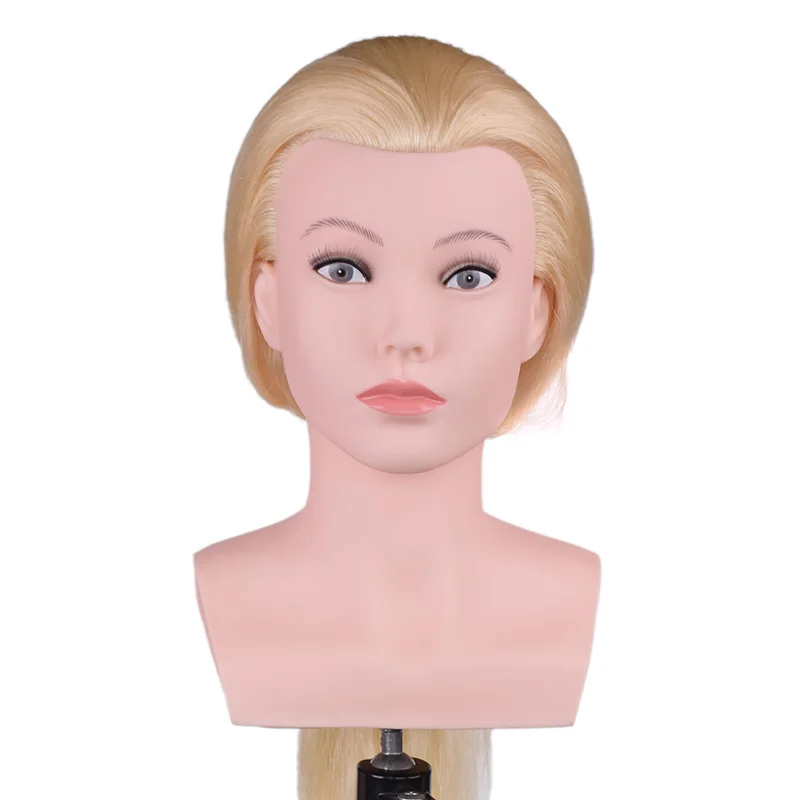 Professional Hairdressing Styling makeup Training Head 613# Blond Color  Real human Hair Salon Mannequin Head