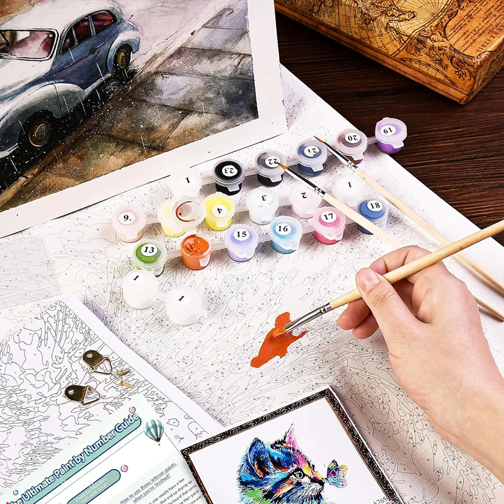 Custom Paint by Numbers Kits Adults Kids Acrylic Brushes Canvas DIY Oil Painting Portrait Picture Photo Animal Wall Art Decor