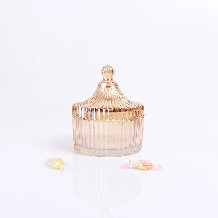 BOYE ароматерапевтические янтарные радужные стеклянные банки для свечей Пустые контейнеры для свечей со стеклянными крышками оптовая продажа