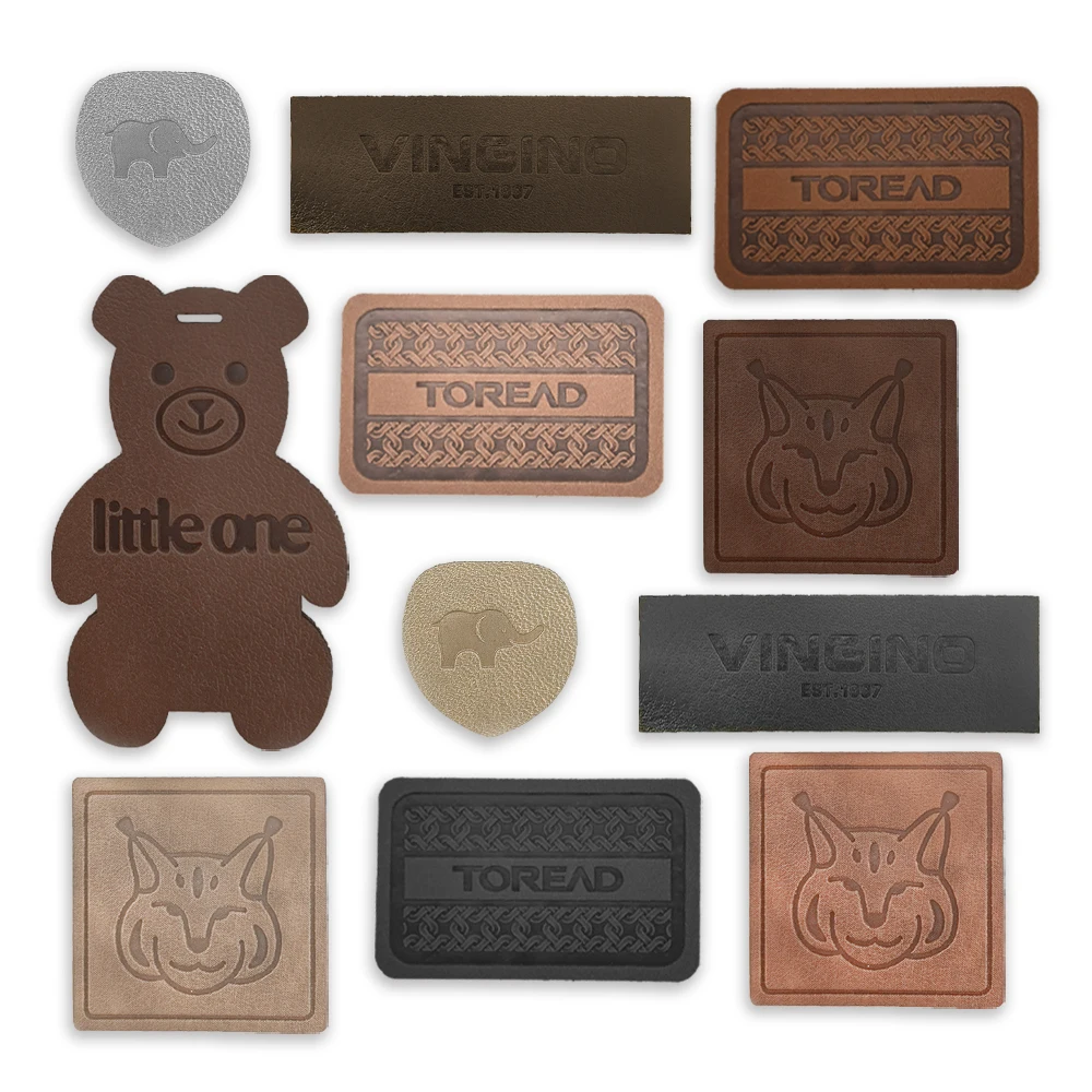 Custom Logo Jeans Self Adhesive Leather Label Garment Embossed Logo PU Leather Patch