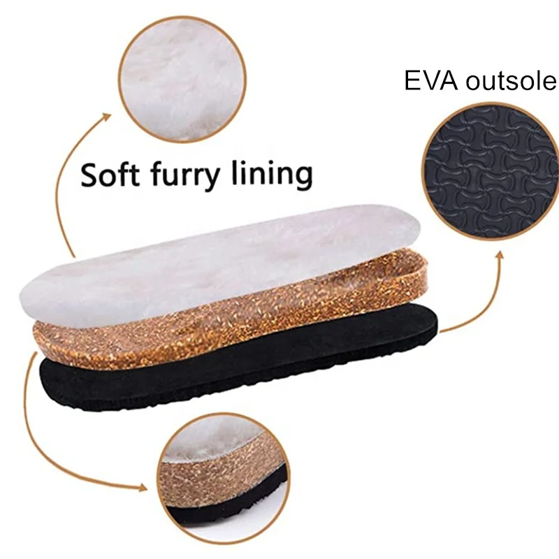 Factory Export Prime Quality Suede Upper and Furry Lining Cork Clog Shoes for Men and Women Indoor Outdoor Daily Life Slippers