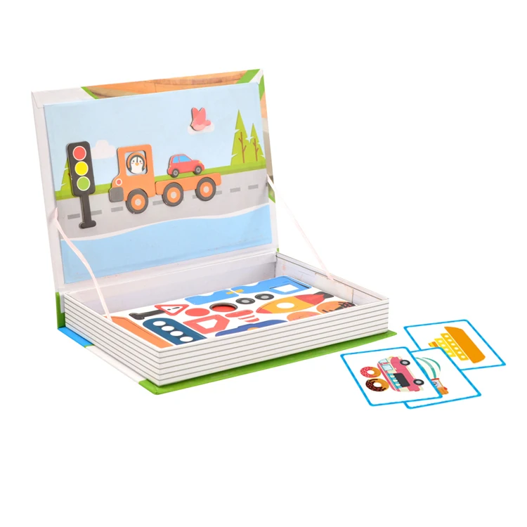 Kids Plastic Educational Traffic Signs Puzzle Toys Magnetic Card Game