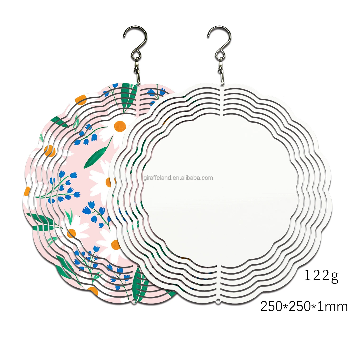 8inch 10inch Personalized Outdoor Sublimation Blanks Heart Aluminum Metal White Hanging Garden Decoration Wind Spinner