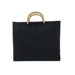 Manufacturer cheap promotional price custom logo printed shopping tote black jute bag
