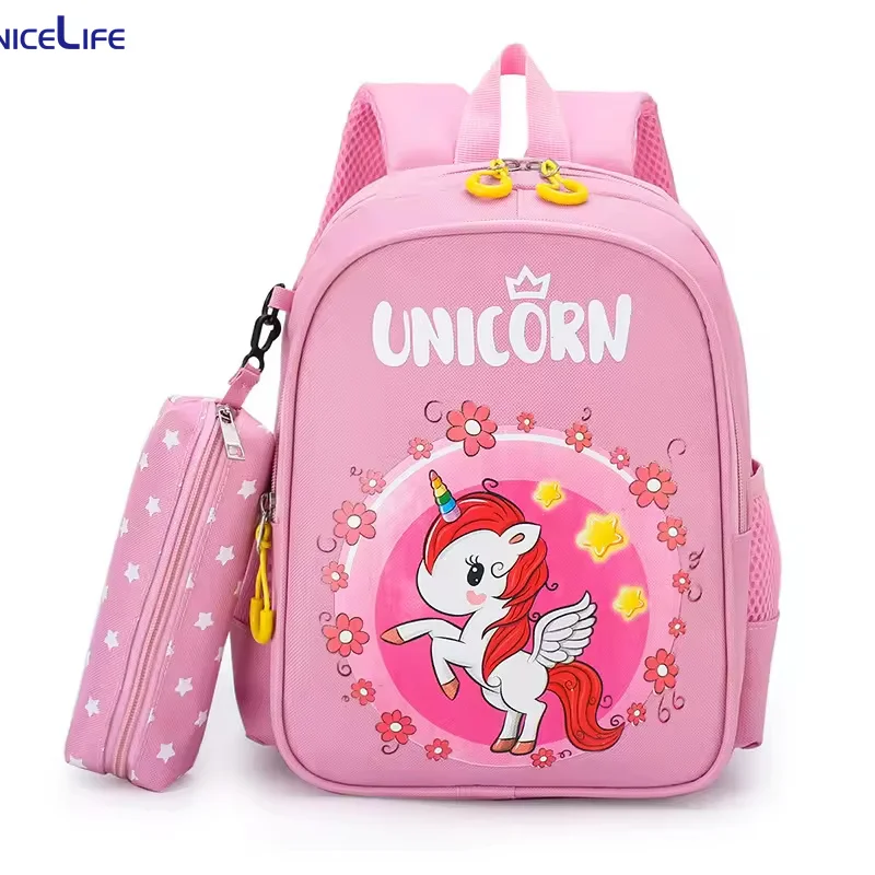 Wholesale Children School Bags Pink Cartoon Backpack For Kids Backpack School Bags with Pen Bag