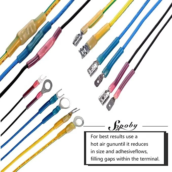 240PCS Heat Shrink Wire Electrical Automotive Crimp Connectors Assortment Ring Fork Spade Butt Splice Terminals