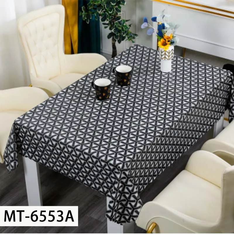 Rectangle Vinyl Tablecloth Waterproof Heavy Duty Oil Proof  PVC Table Cover with Flannel Backing for Kitchen, Dining