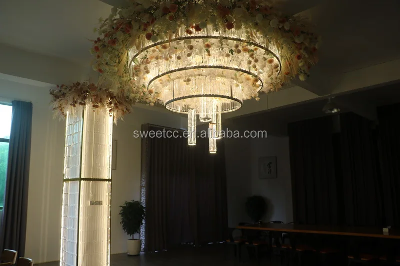 Golden color crystals to decorate large chandeliers lighting for wedding decoration