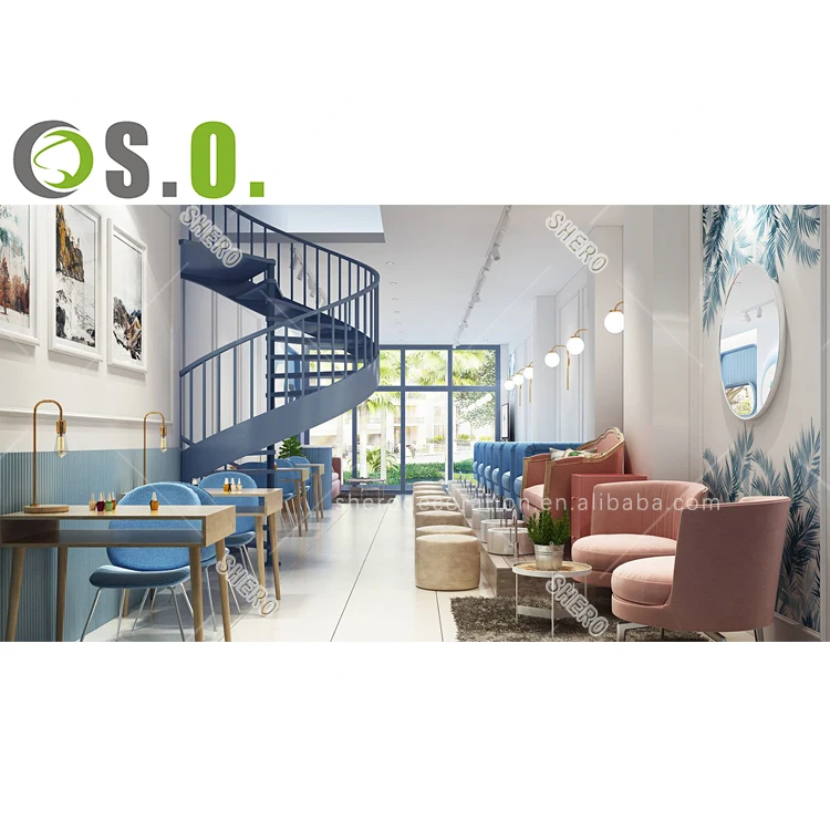 Beauty nail bar salon kiosk decoration and furniture custom wood display counter