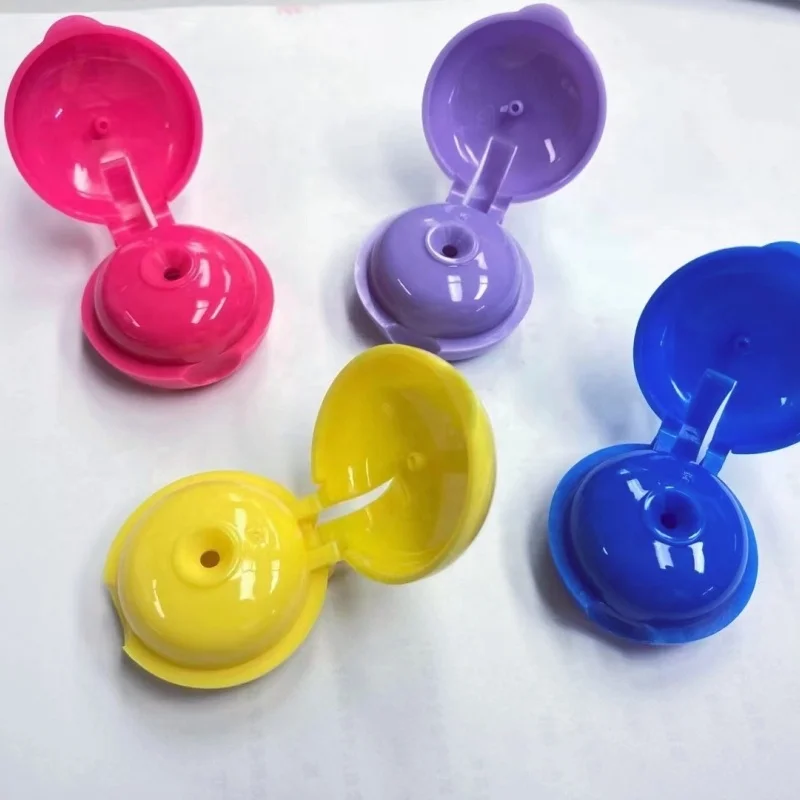 24mm 28mm Plastic flip cap plastic smooth flip top mushroom ball cap with label for shampoo perfume scent container wholesale