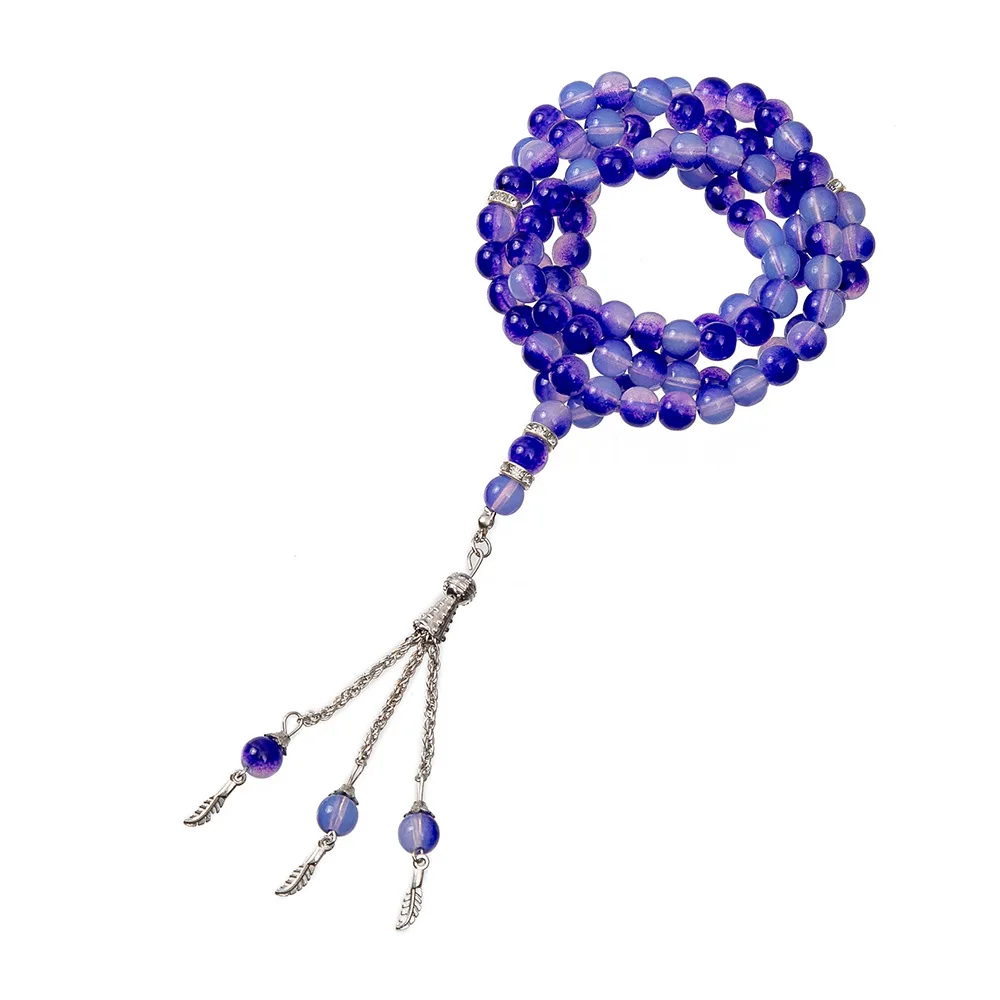 2022 New Design TASBIH Turkish Best Selling Style Muslim Rosary Islamic Dreamlike Agate Glass Muslim Rosary 99 8 mm Tesby Sea