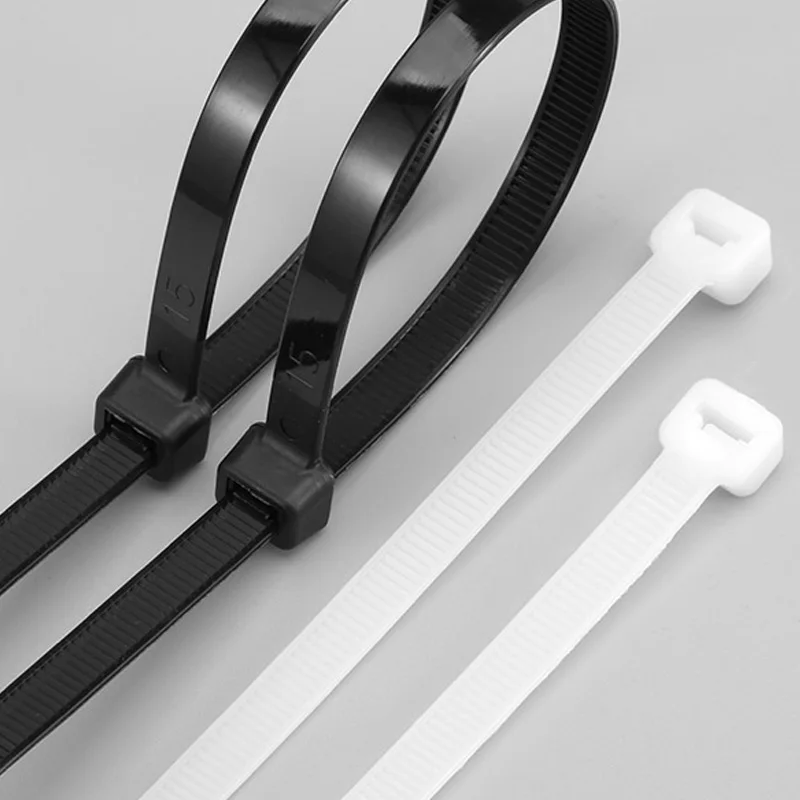 100 Pcs Pack Strong never break self-locking black nylon cable tie heavy duty plastic zip ties