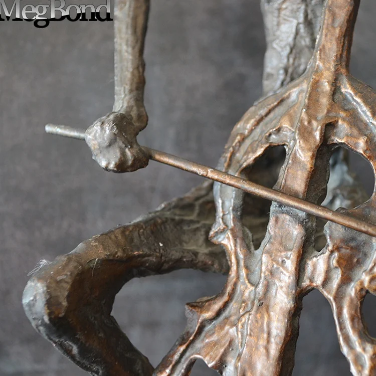 Metal modern abstract musician violoncellist statue, small metal musician figurines