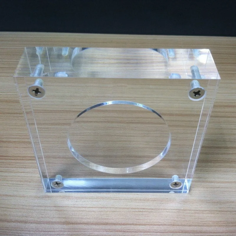 Shiny Polishing  Acrylic Magnet Coin Display Stand laser logo acrylic souvenir coin display board