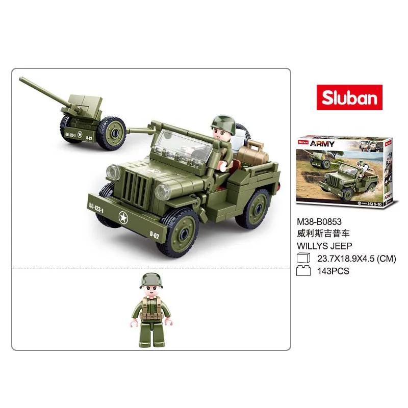 Sluban M38-0853 армии Willys автомобиля военная модель танка блок строительные игрушки для детей подарок