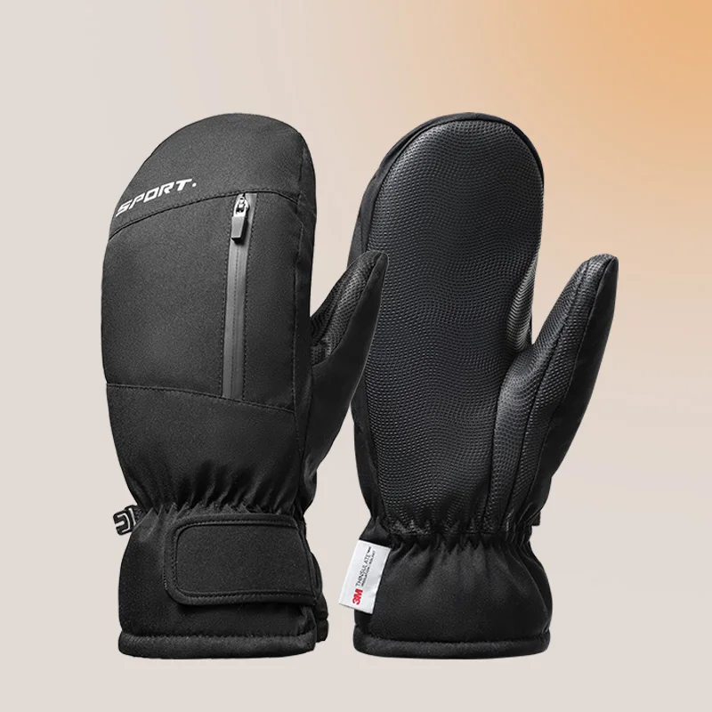 Custom thermal men snowboard mittens waterproof 3M Thinsulate winter ski gloves