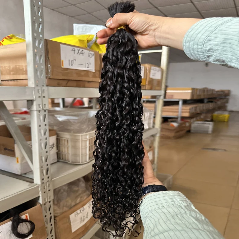 100% raw virgin hair extensions no weft human braiding hair bulk deep wave