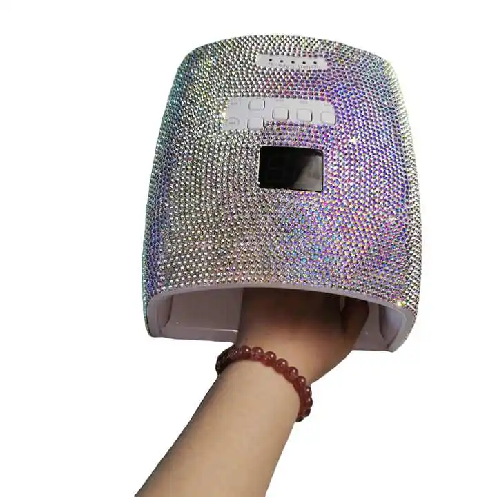 Wholesale New Bling rhinestone wireless battery charging nail uv lamp 66w rechargeable nail lamp cordless nail baking light tool