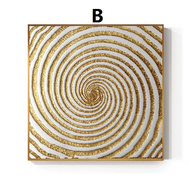 Fashion Square Black And Gold Burst Circle Canvas Painting Wall Art for Living Room Home Decor (No Frame)