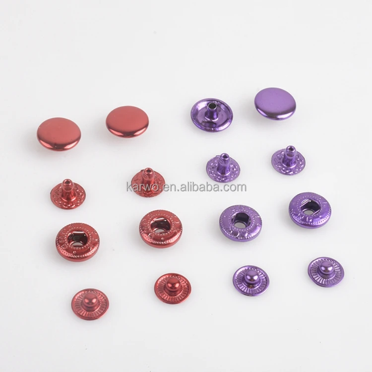 Karwo 10mm 12mm 15mm snap button kit red purple metal snap buttons set for clothes