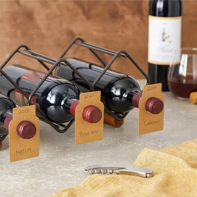 Kraft Paper Wine Bottle Tags for Cellar Collection Hanging Labels for Champagne with Space for Name Year Tasting Notes Printed