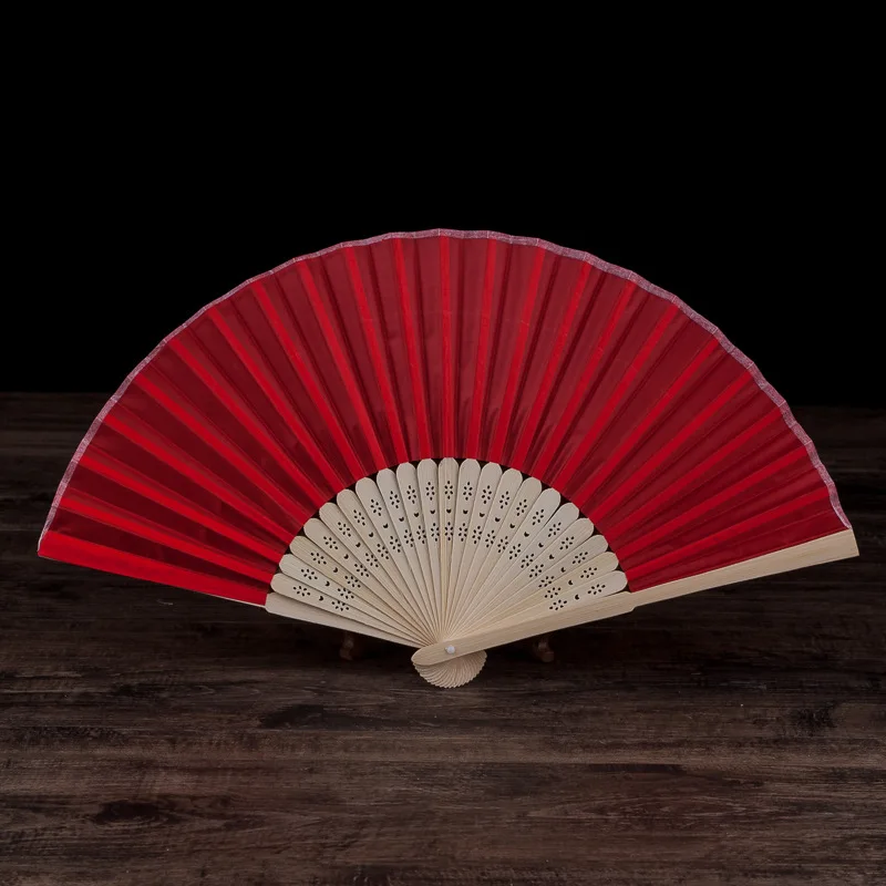 Hot sale custom logo foldable fabric bamboo hand fan