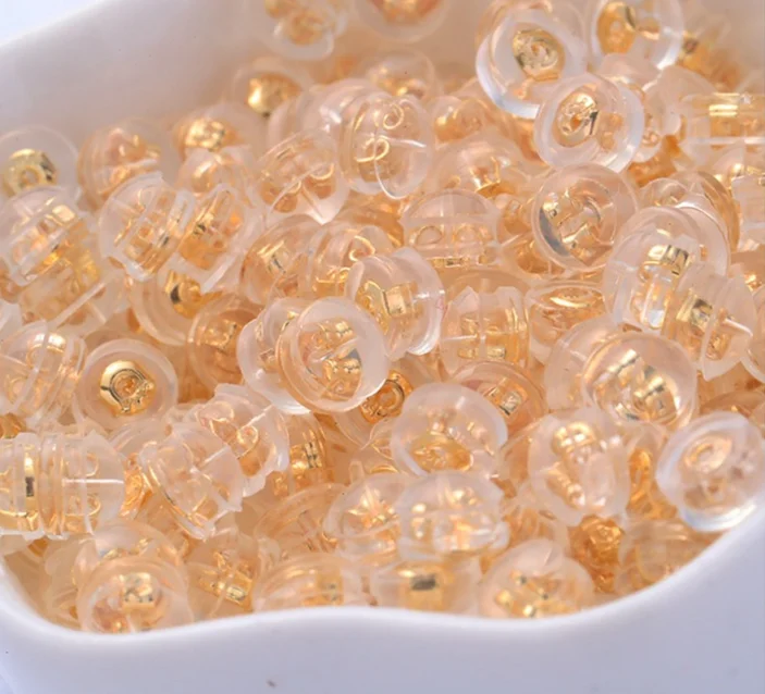 NANA high quality 14k italian gold plated earring back,5mm Anti-shedding silicone earring findings