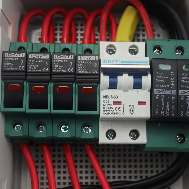 electric solar combiner box 4 in for Solar with Lightning Catch 15a fuse holder and 63a mcb