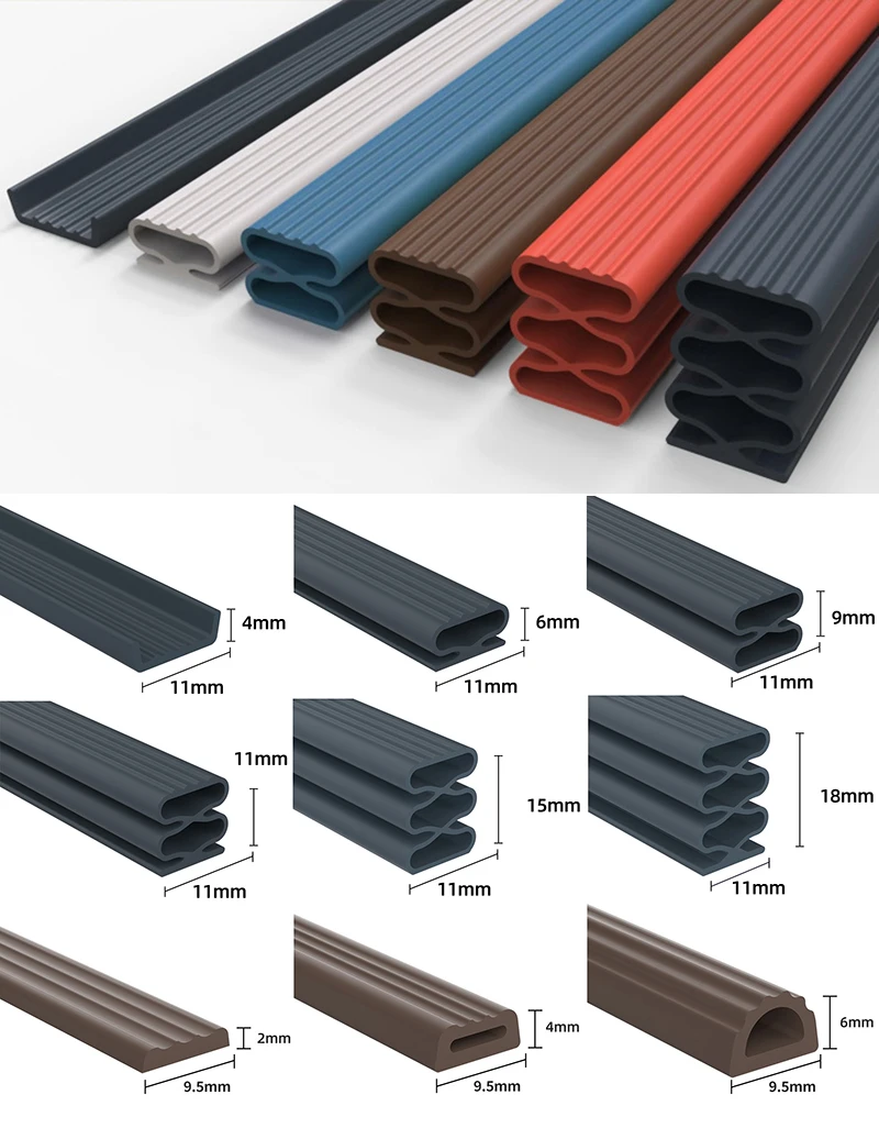 Customization OEM/ODM Security Door Gap Various Types shapes colors TPE SR silicone rubber self-adhesive 3M tape sealing strip