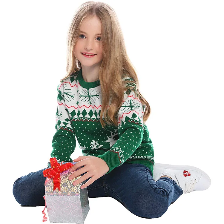 Custom High Quality Knitted Jacquard Ugly Christmas Sweater  Acrylic Couple Family Christmas Sweater