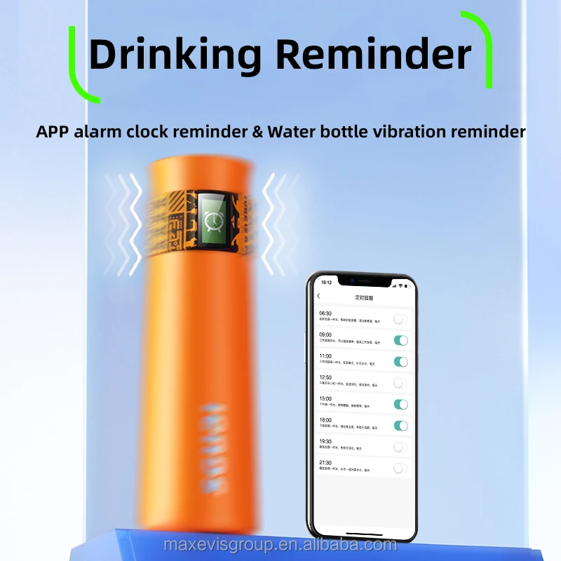 Smart water bottles factory unique water bottle design temperature display sguai termos bottle with recording intake