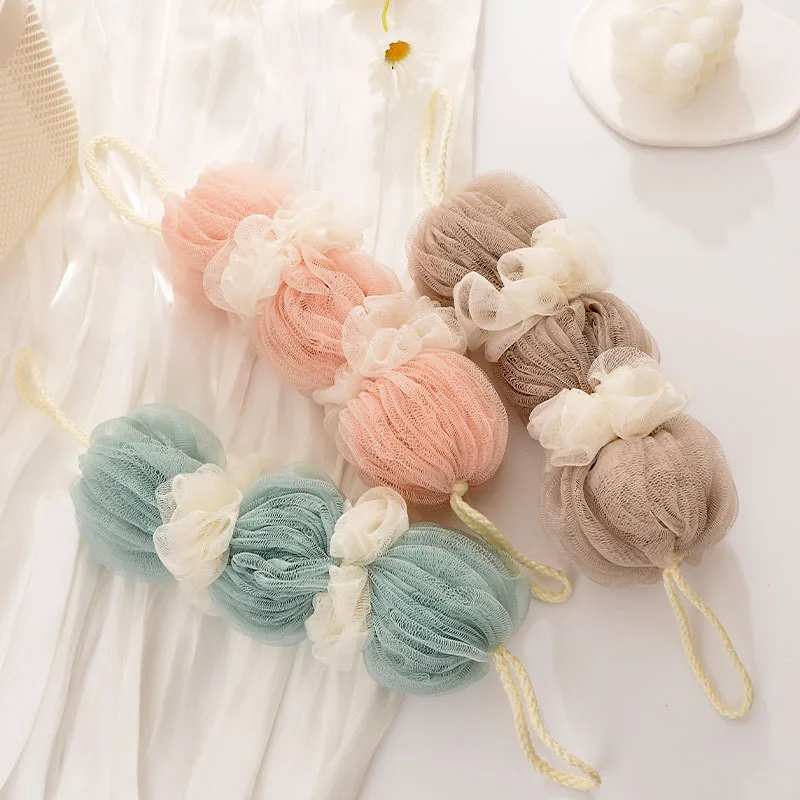 Skin Exfoliating PE Mesh shower puff wholesale bath belt shower strip sponge for body washing