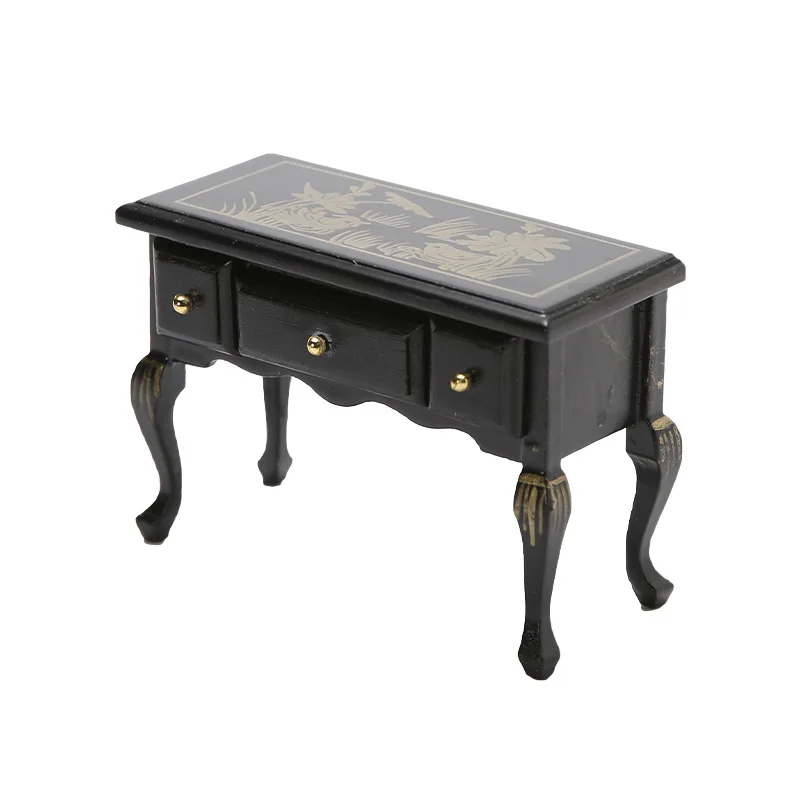 Popular Products 2022 Trending Miniatures Furniture Desk Dresser Table Wooden Decorative Accessories Dollhouse Dressing Table